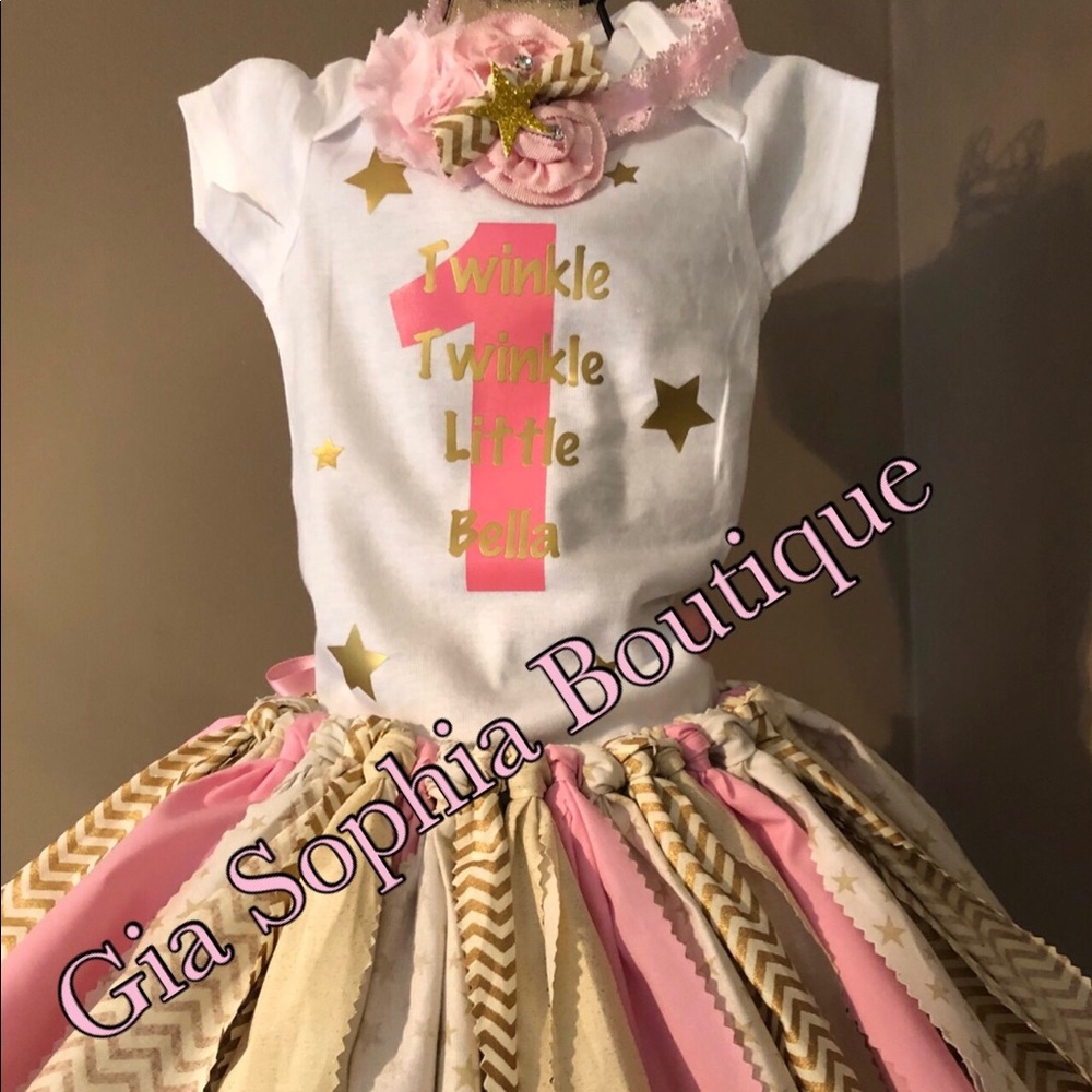 Pink and Gold First Birthday Tutu Outfit